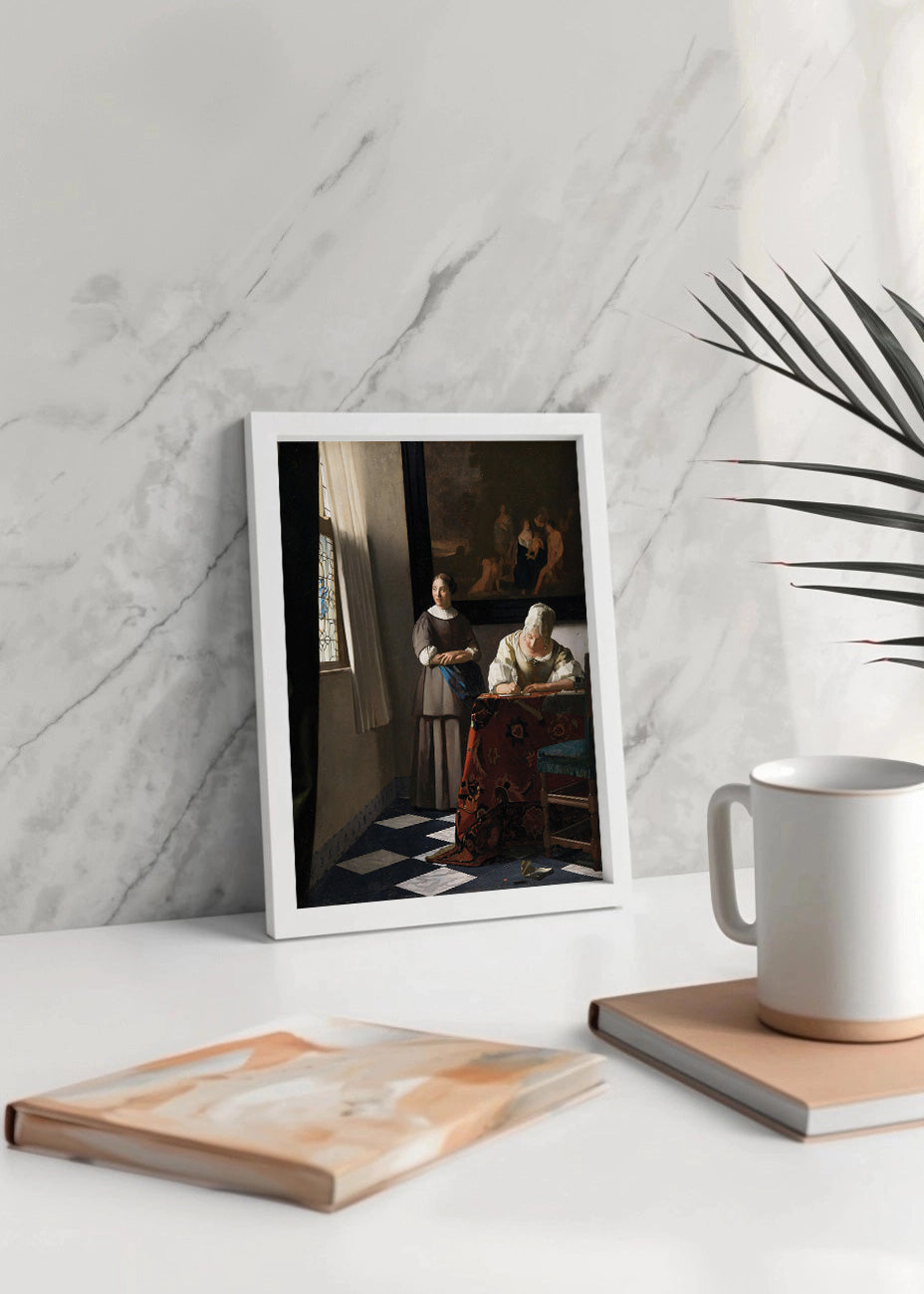 Cuadro Dama escribiendo una carta con su doncella (Johannes Vermeer)