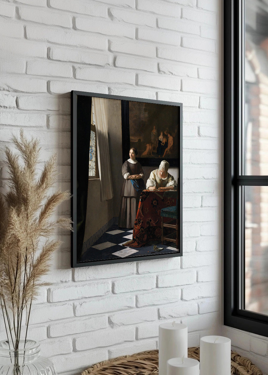 Cuadro Dama escribiendo una carta con su doncella (Johannes Vermeer)