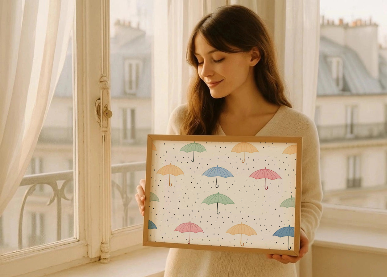 Cuadro Dibujos de paraguas de colores
