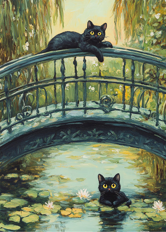 Cuadro Dos gatitos en un puente