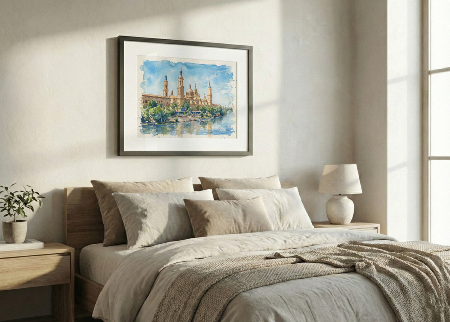 Cuadro El Pilar de Zaragoza efecto acuarela