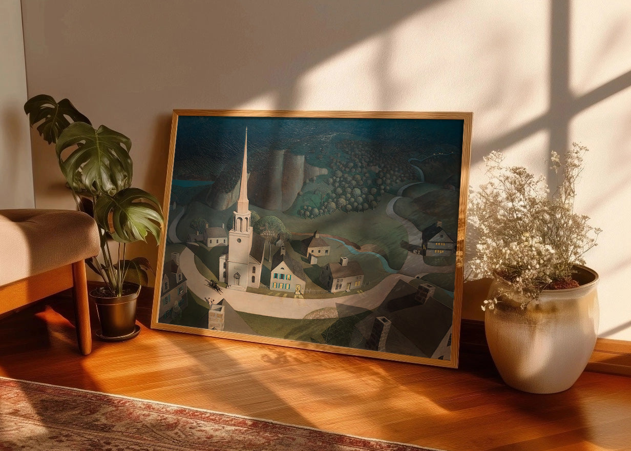 Cuadro El paseo de medianoche de Paul Revere (Grant Wood)