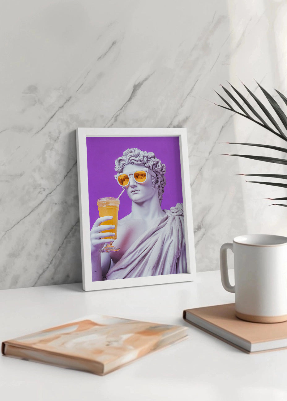 Cuadro Escultura griega bebiendo con pajita