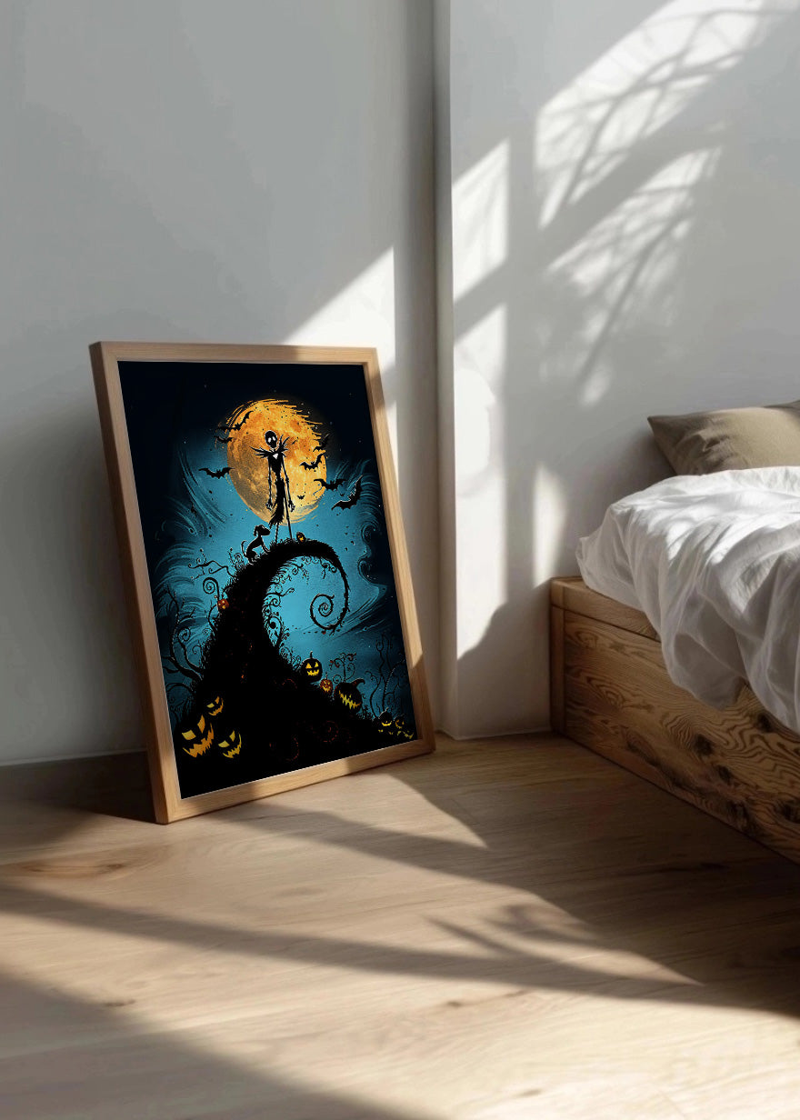 Cuadro Esqueleto con perro estilo Tim Burton