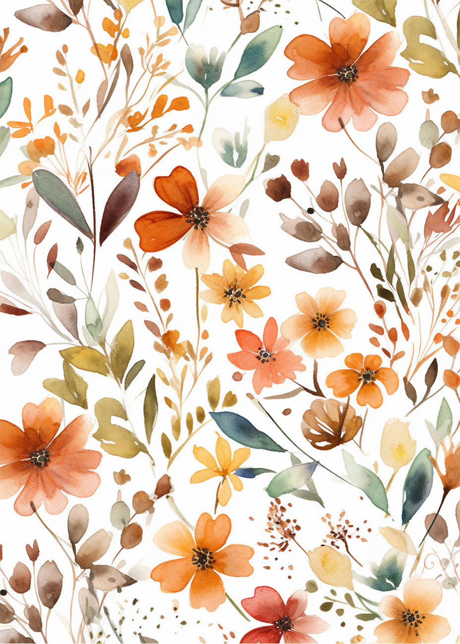 Cuadro Estampado de flores y hojas