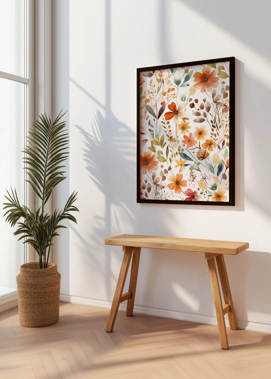 Cuadro Estampado de flores y hojas
