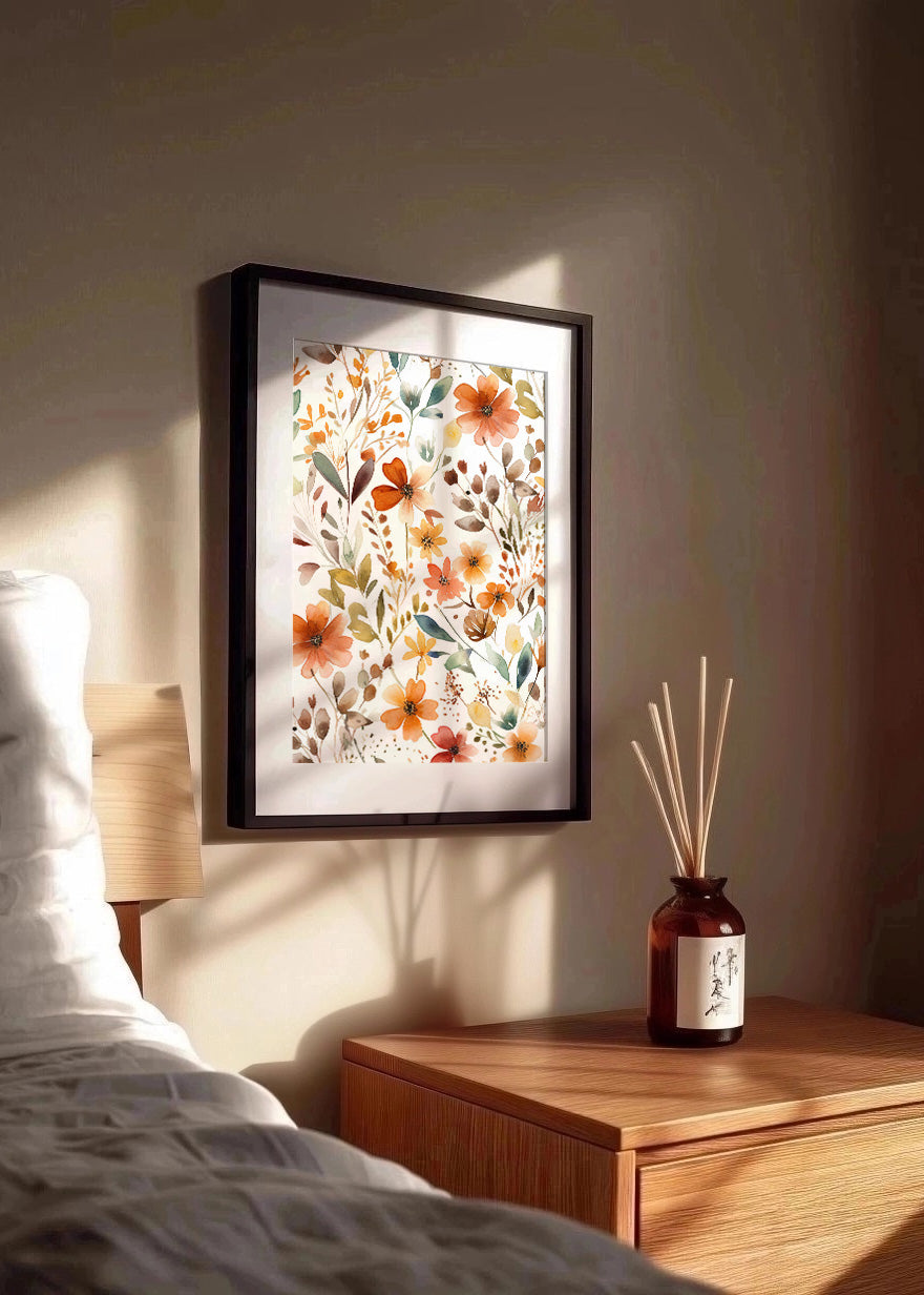Cuadro Estampado de flores y hojas