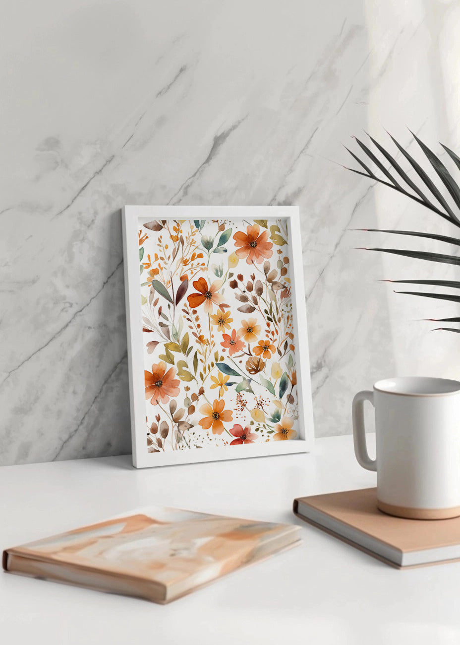 Cuadro Estampado de flores y hojas