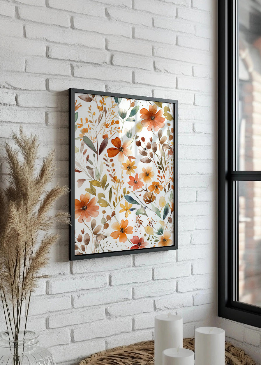Cuadro Estampado de flores y hojas