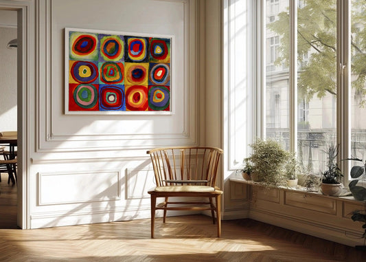 Cuadro Estudio de Color - cuadrados con circulos concentricos (Kandinsky)