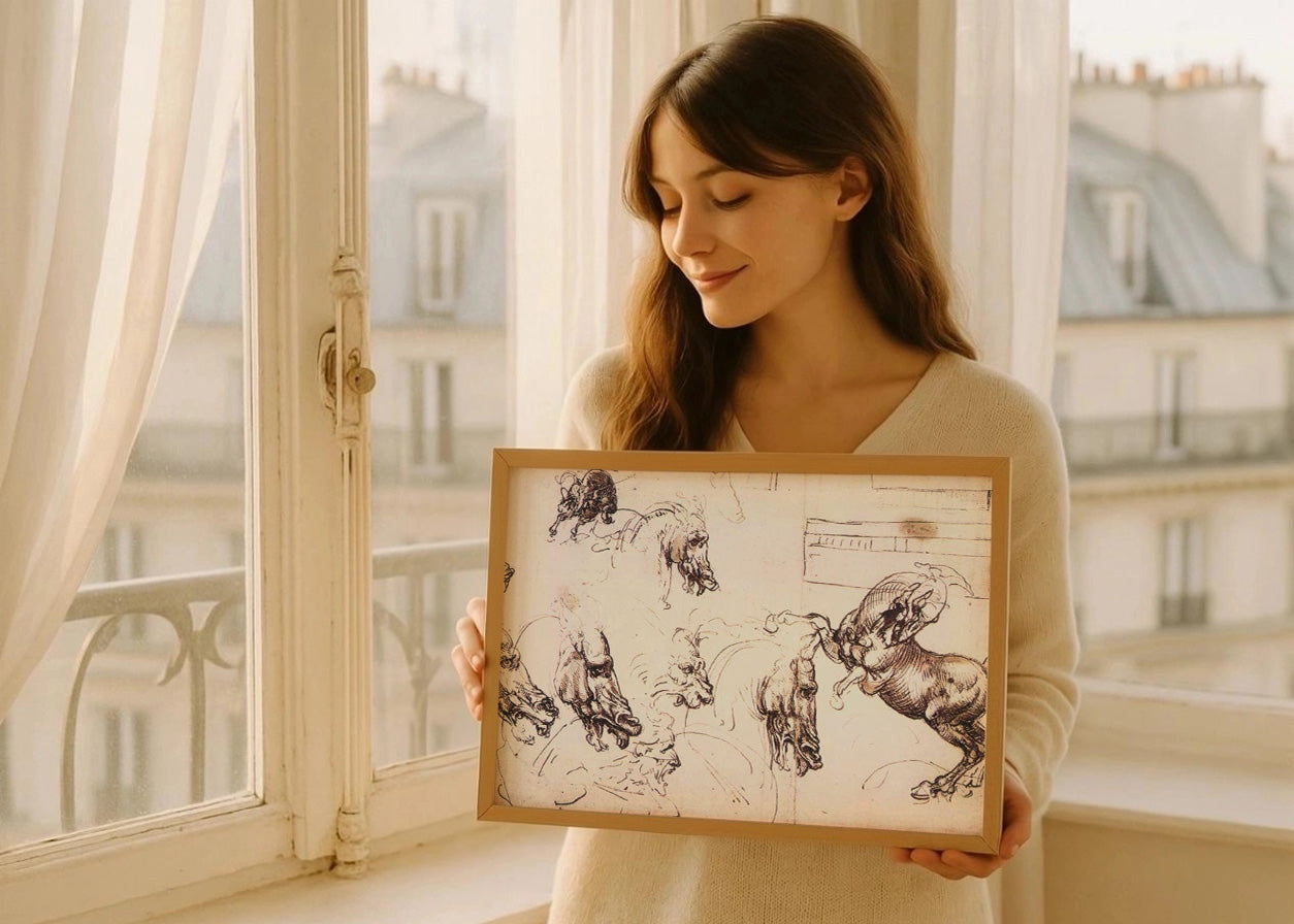 Cuadro Estudio de caballos para la batalla de Anghiari (Leonardo Da Vinci)