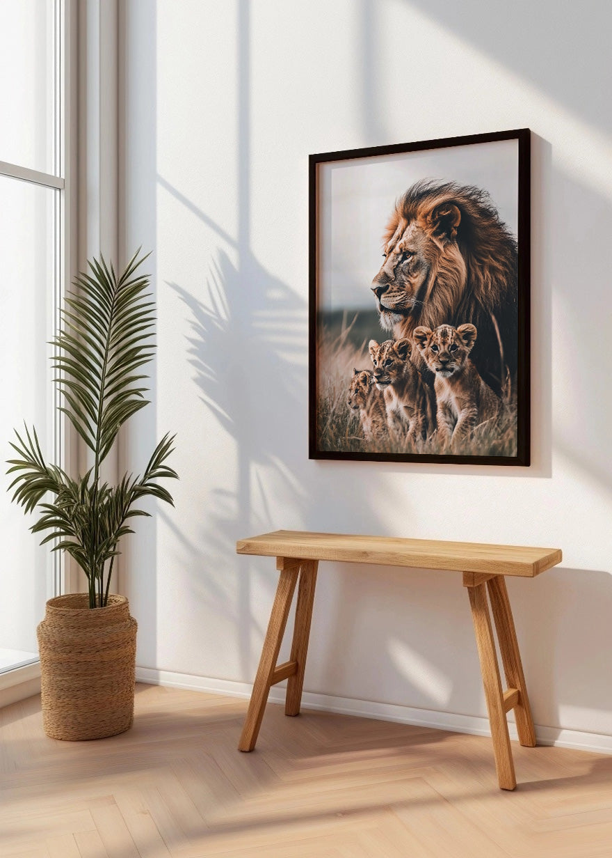 Cuadro Familia de leones a color