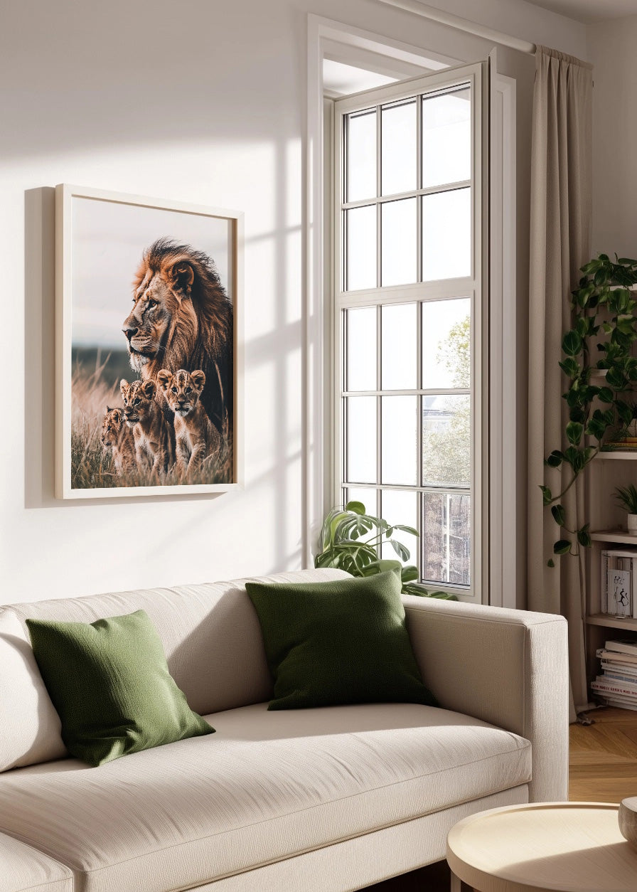 Cuadro Familia de leones a color