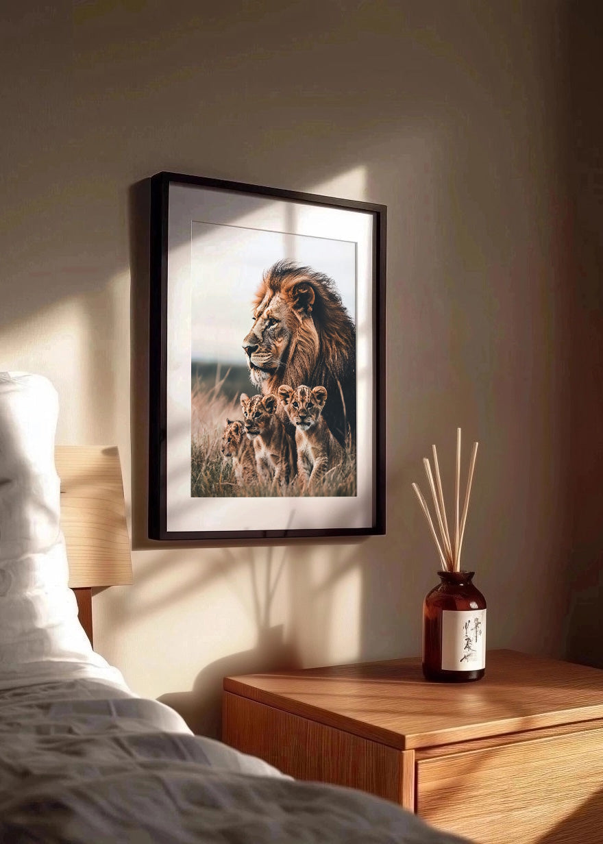 Cuadro Familia de leones a color
