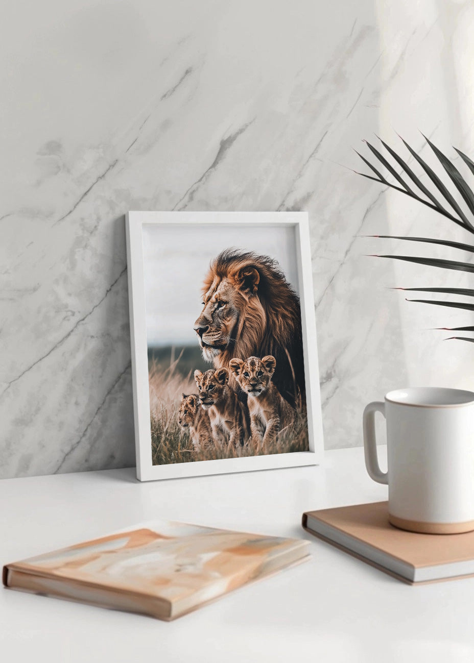 Cuadro Familia de leones a color