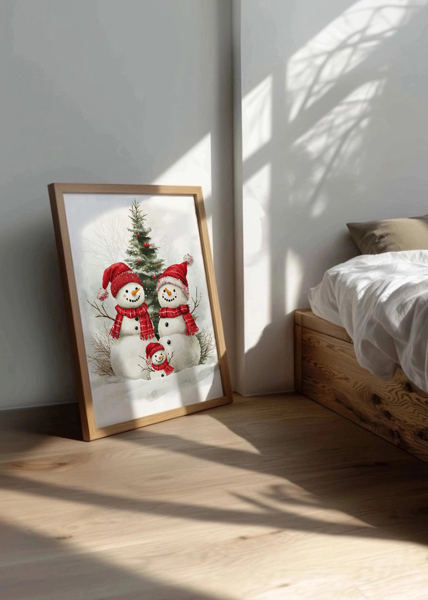 Cuadro Familia de muñecos de nieve