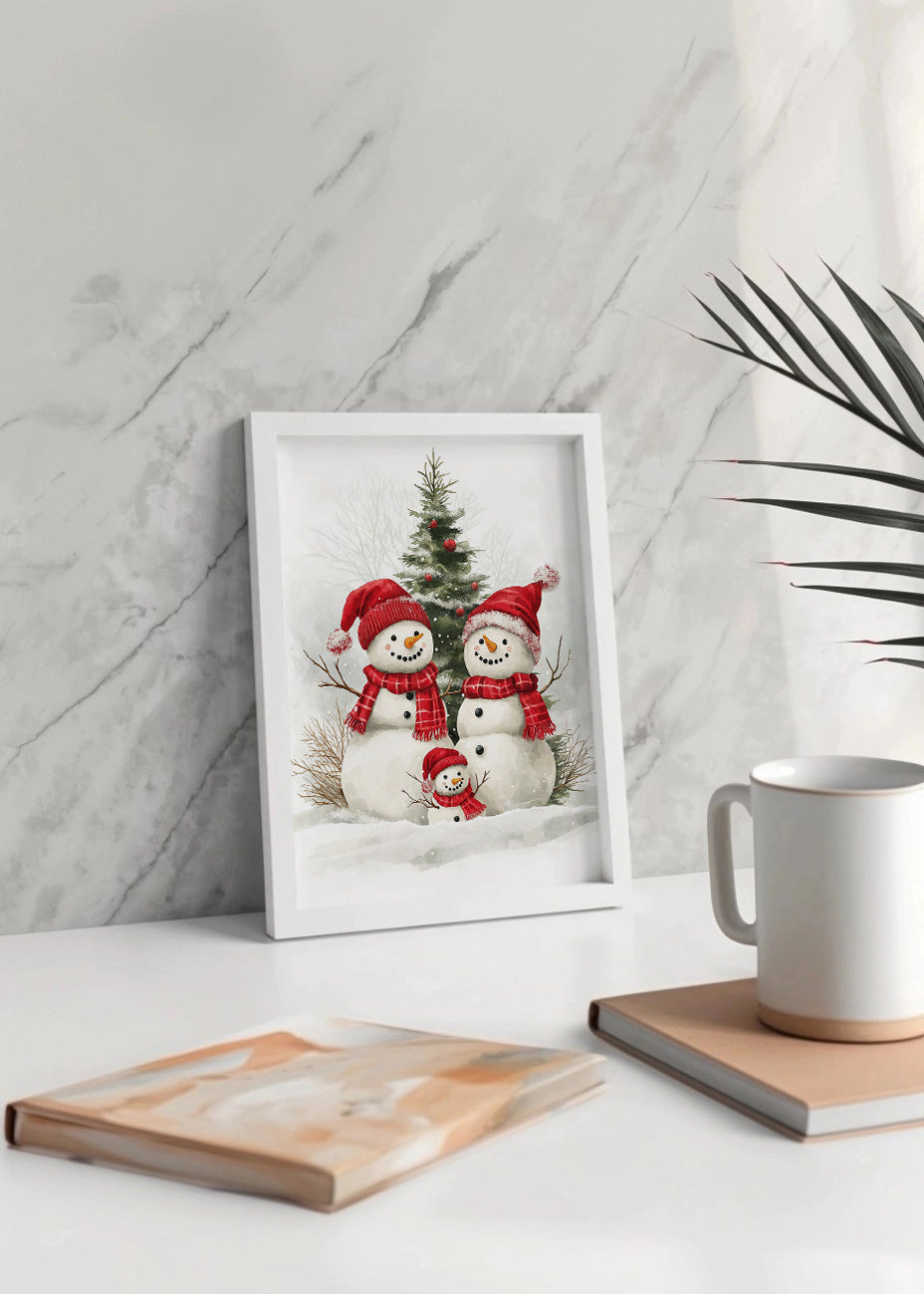Cuadro Familia de muñecos de nieve
