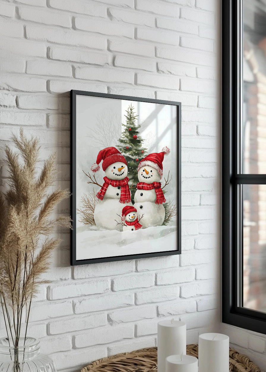 Cuadro Familia de muñecos de nieve