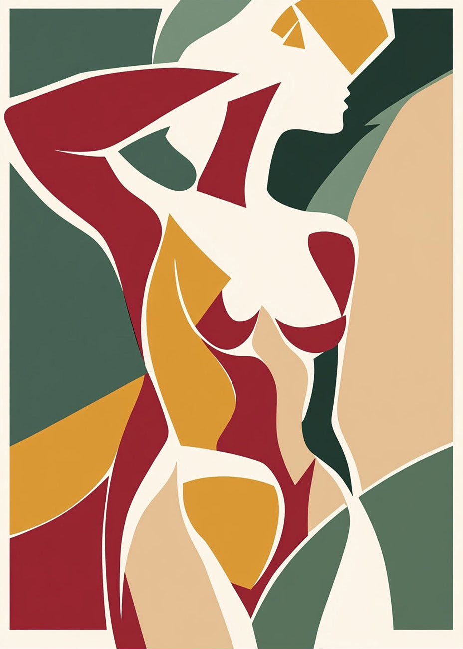 Cuadro Figura de mujer minimalista en colores vivos