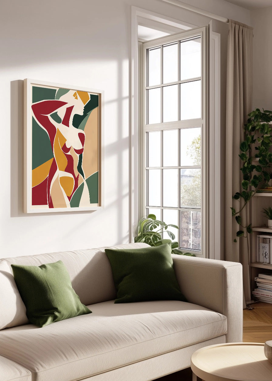 Cuadro Figura de mujer minimalista en colores vivos