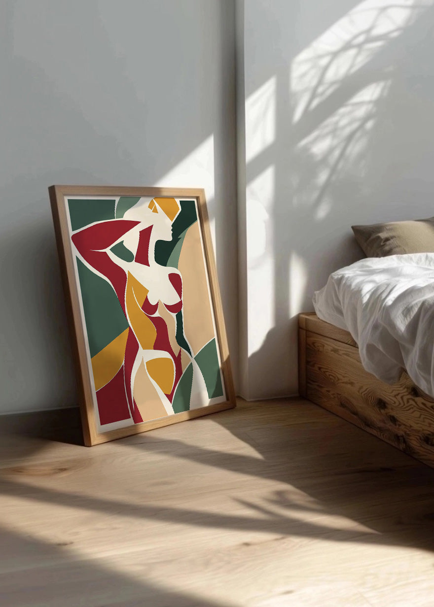 Cuadro Figura de mujer minimalista en colores vivos