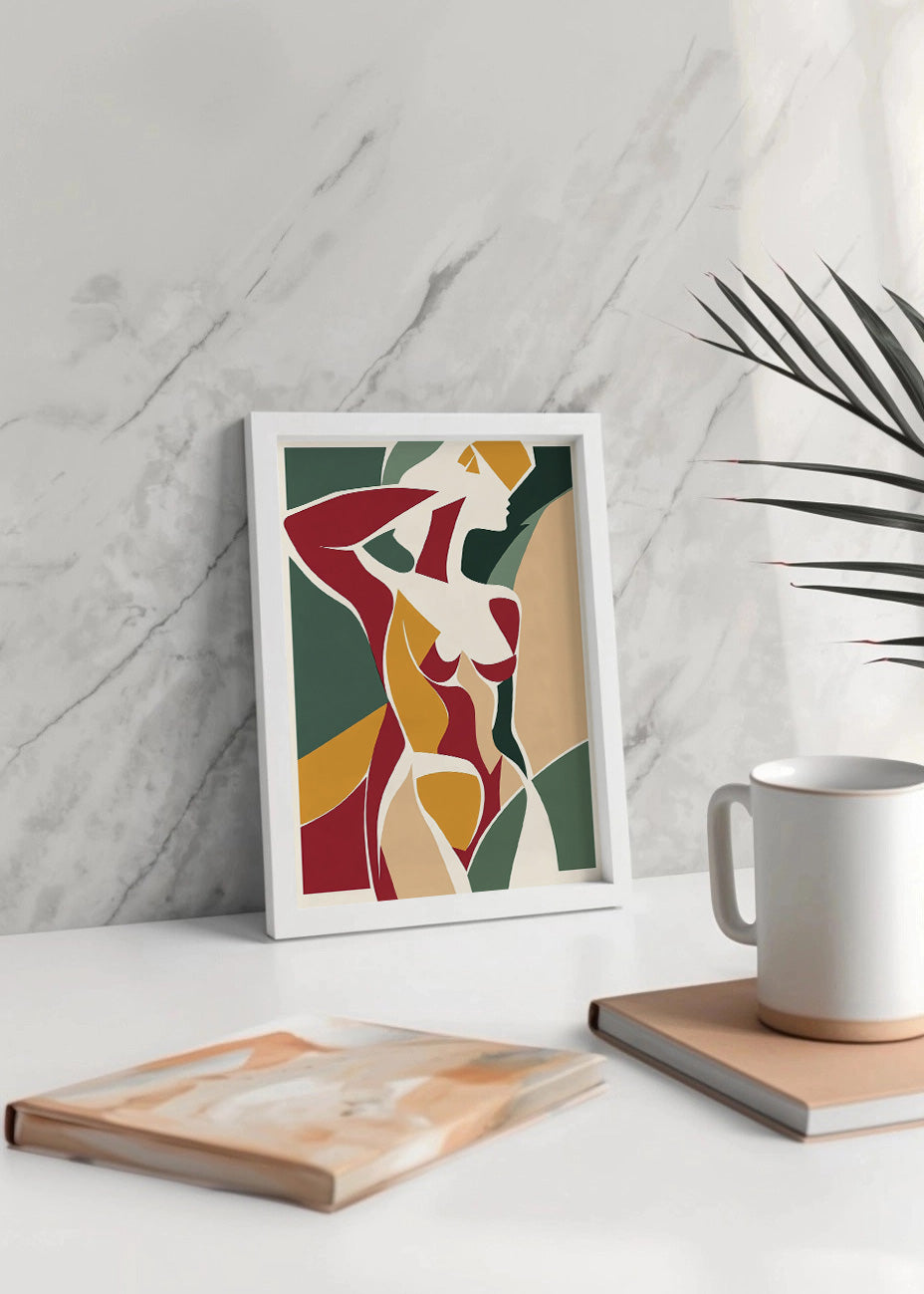 Cuadro Figura de mujer minimalista en colores vivos