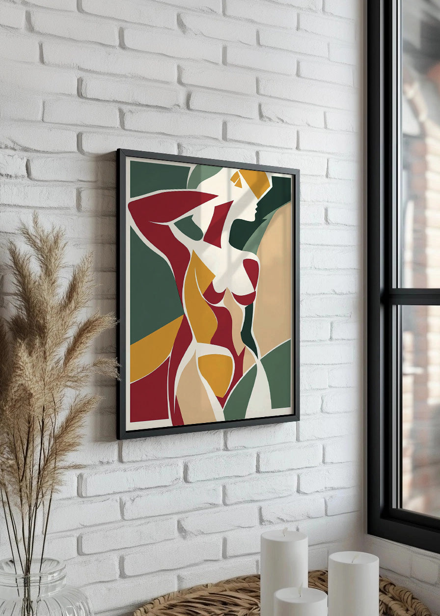 Cuadro Figura de mujer minimalista en colores vivos