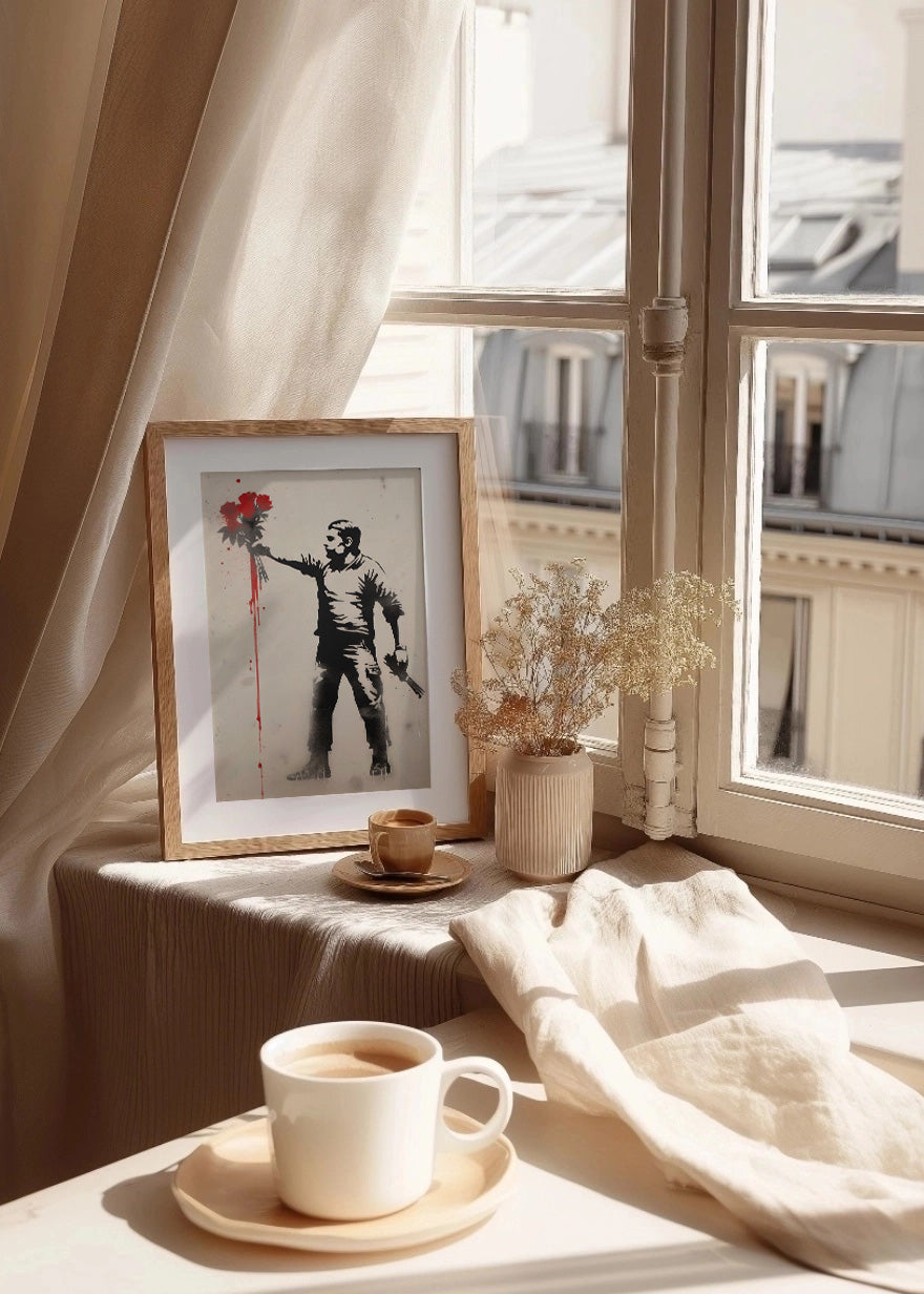 Cuadro Flores y pistolas (estilo Banksy)