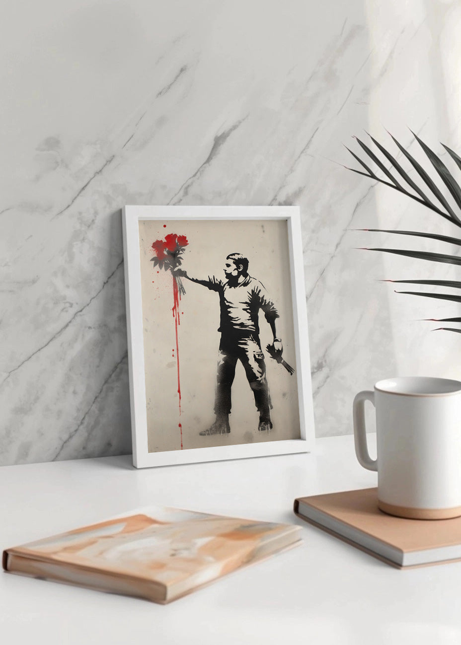 Cuadro Flores y pistolas (estilo Banksy)