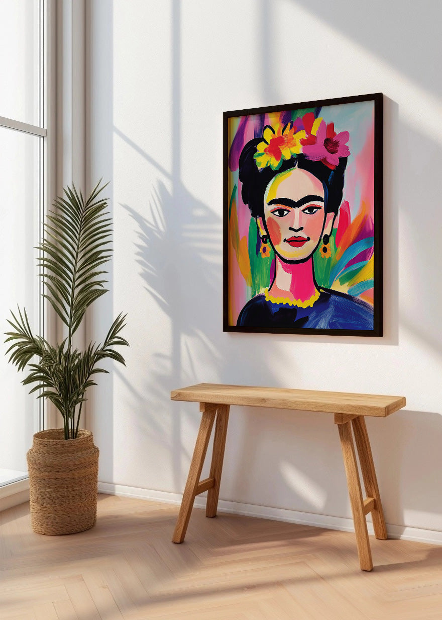 Cuadro Frida Khalo con colores vivos