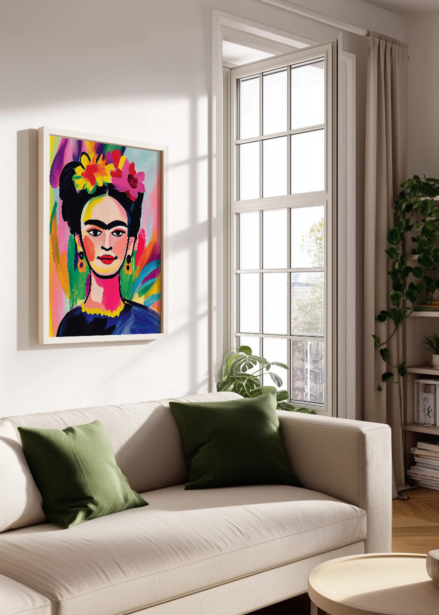 Cuadro Frida Khalo con colores vivos