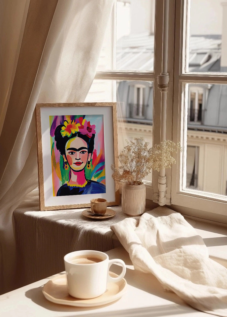 Cuadro Frida Khalo con colores vivos