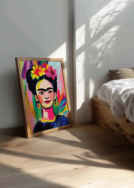 Cuadro Frida Khalo con colores vivos