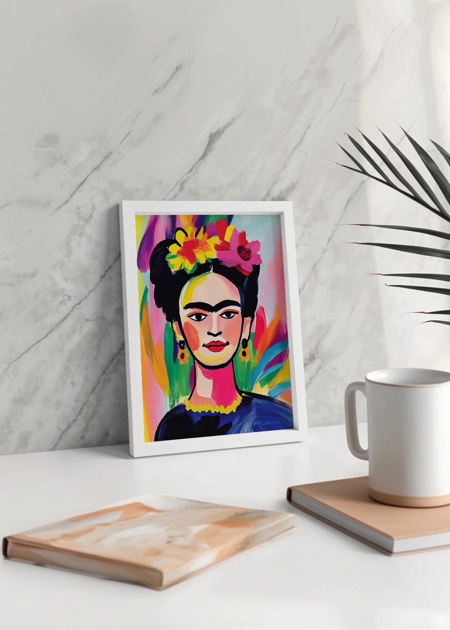 Cuadro Frida Khalo con colores vivos