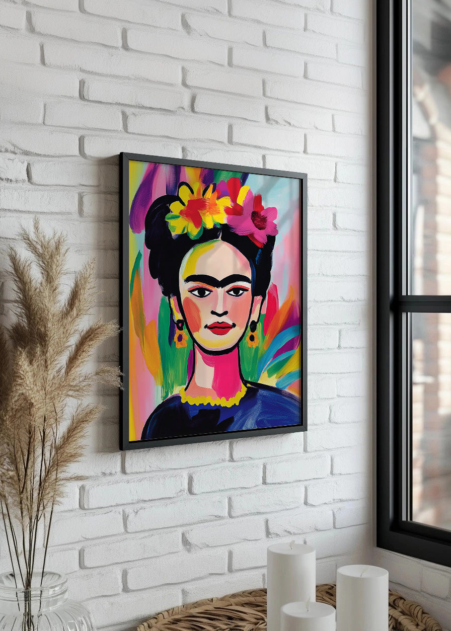 Cuadro Frida Khalo con colores vivos