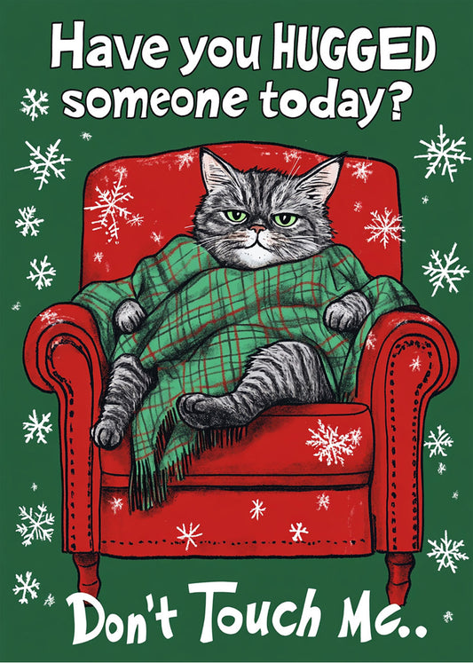 Cuadro Gatito navideño sentado