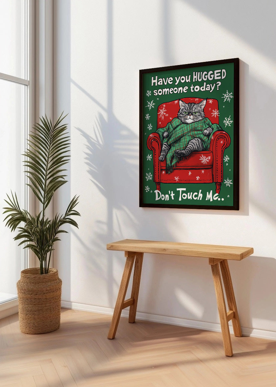 Cuadro Gatito navideño sentado