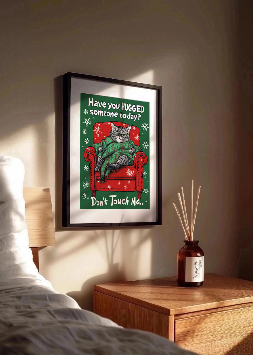 Cuadro Gatito navideño sentado