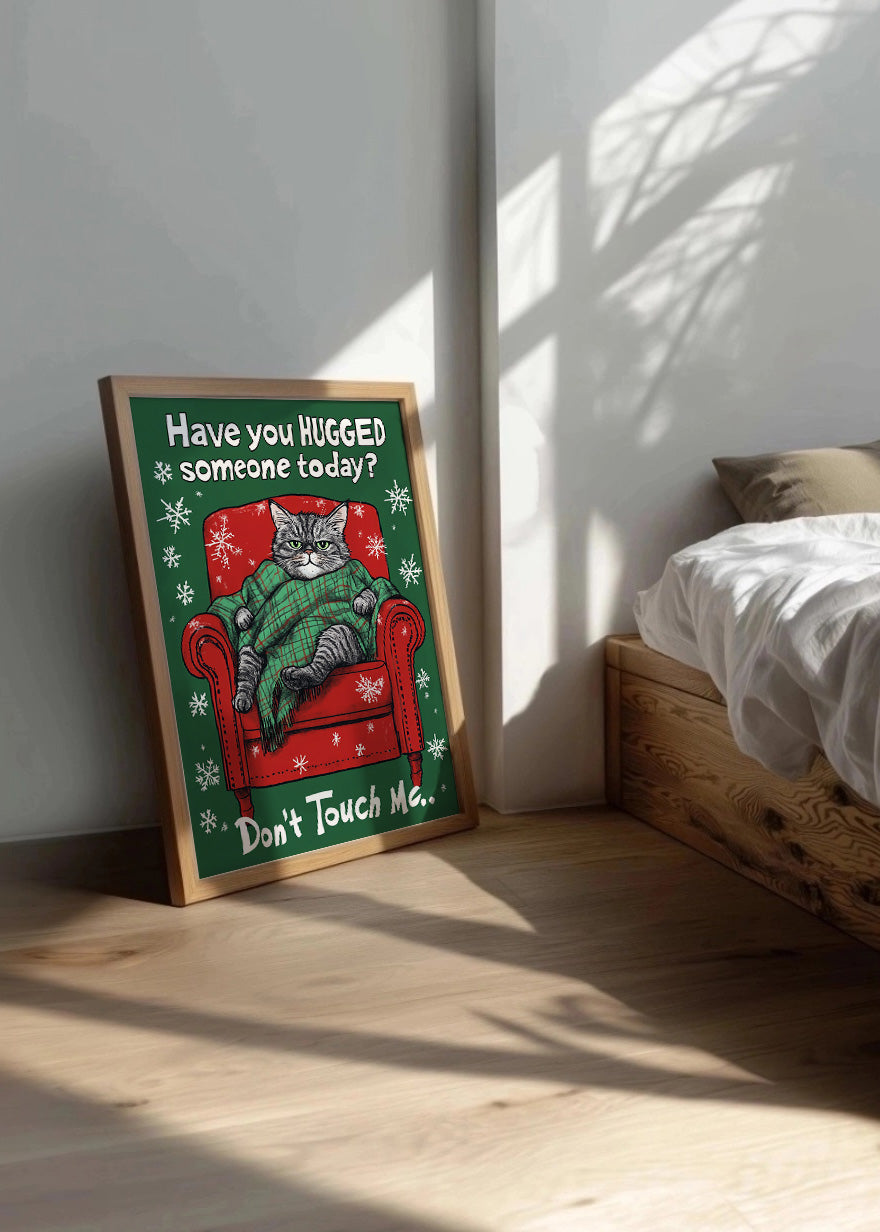 Cuadro Gatito navideño sentado