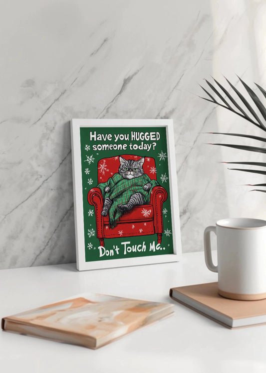 Cuadro Gatito navideño sentado