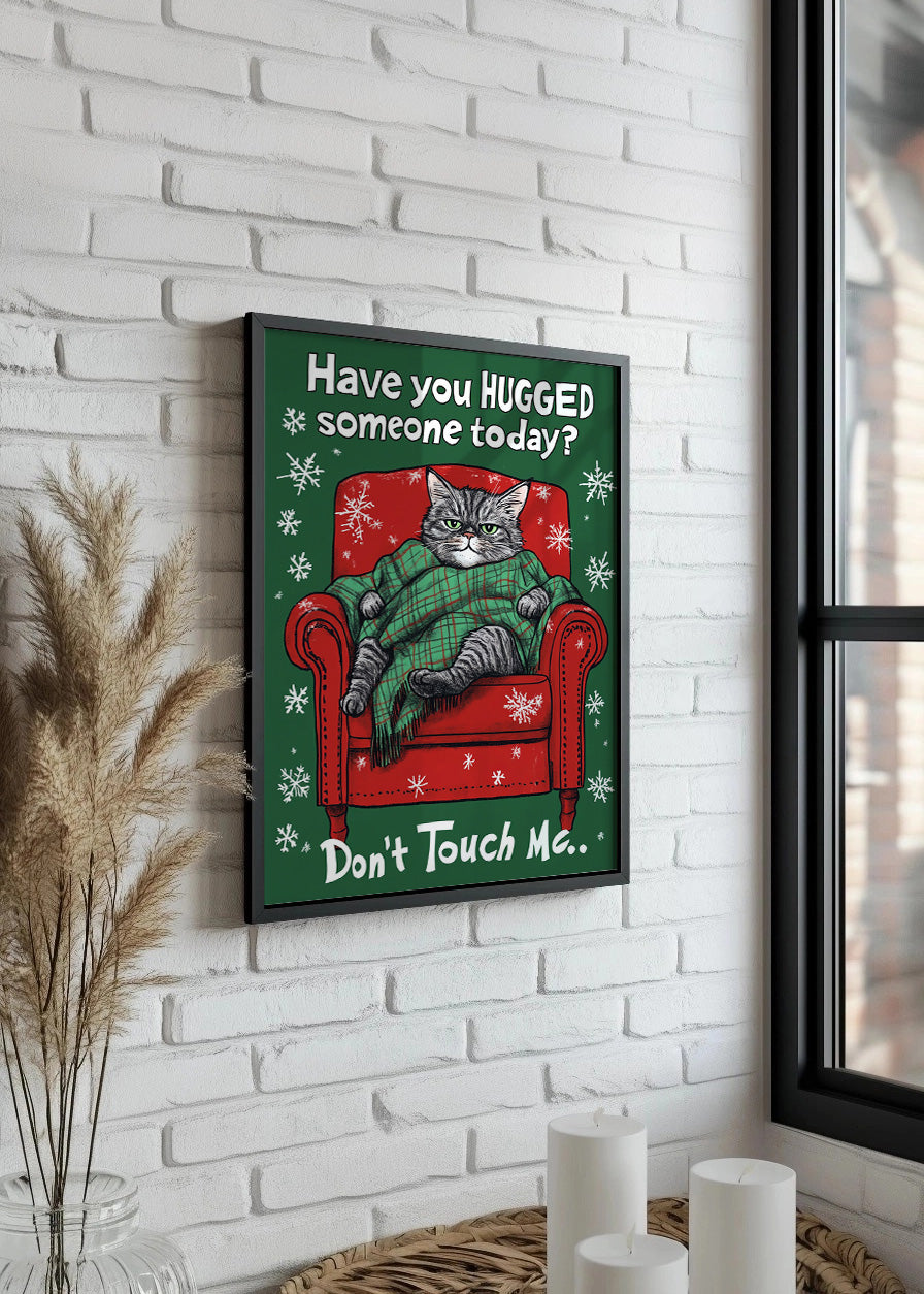 Cuadro Gatito navideño sentado