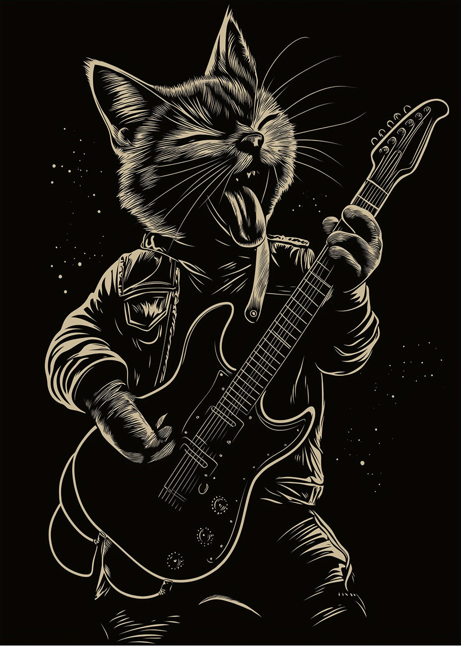Cuadro Gatito rockero