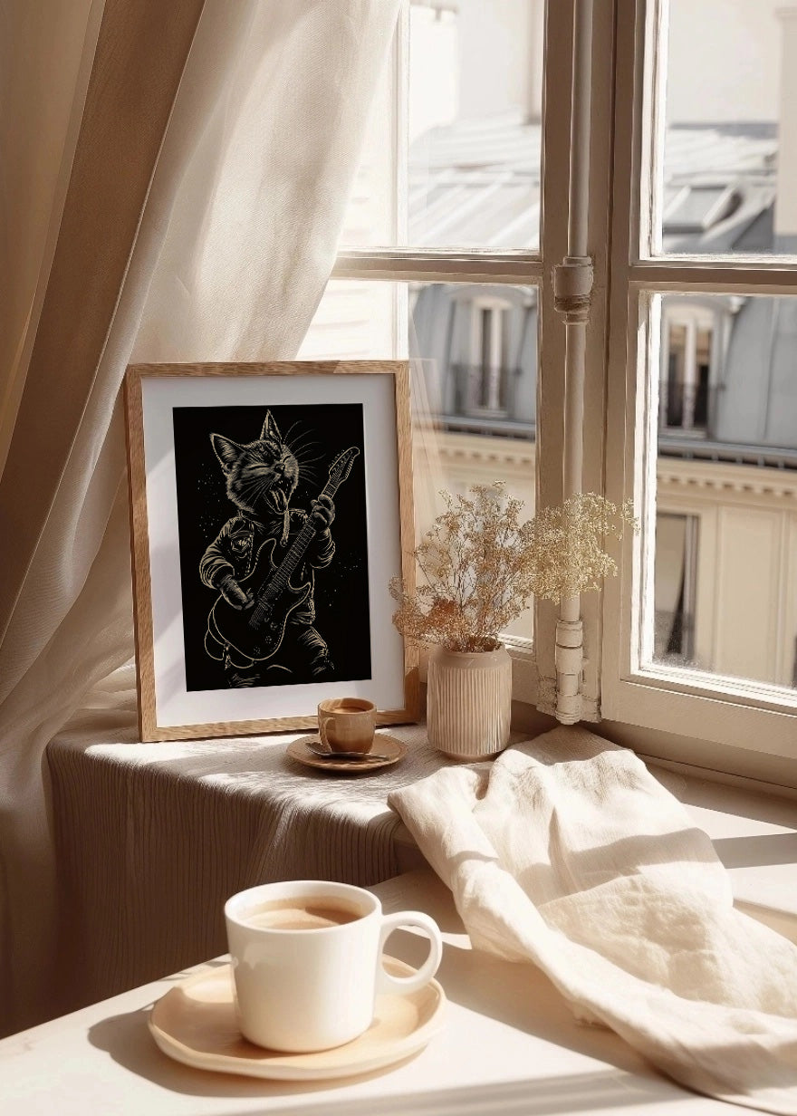 Cuadro Gatito rockero