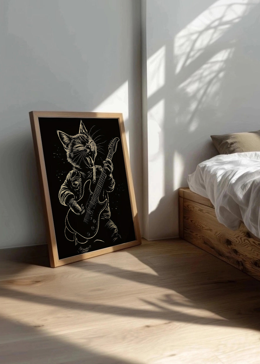 Cuadro Gatito rockero