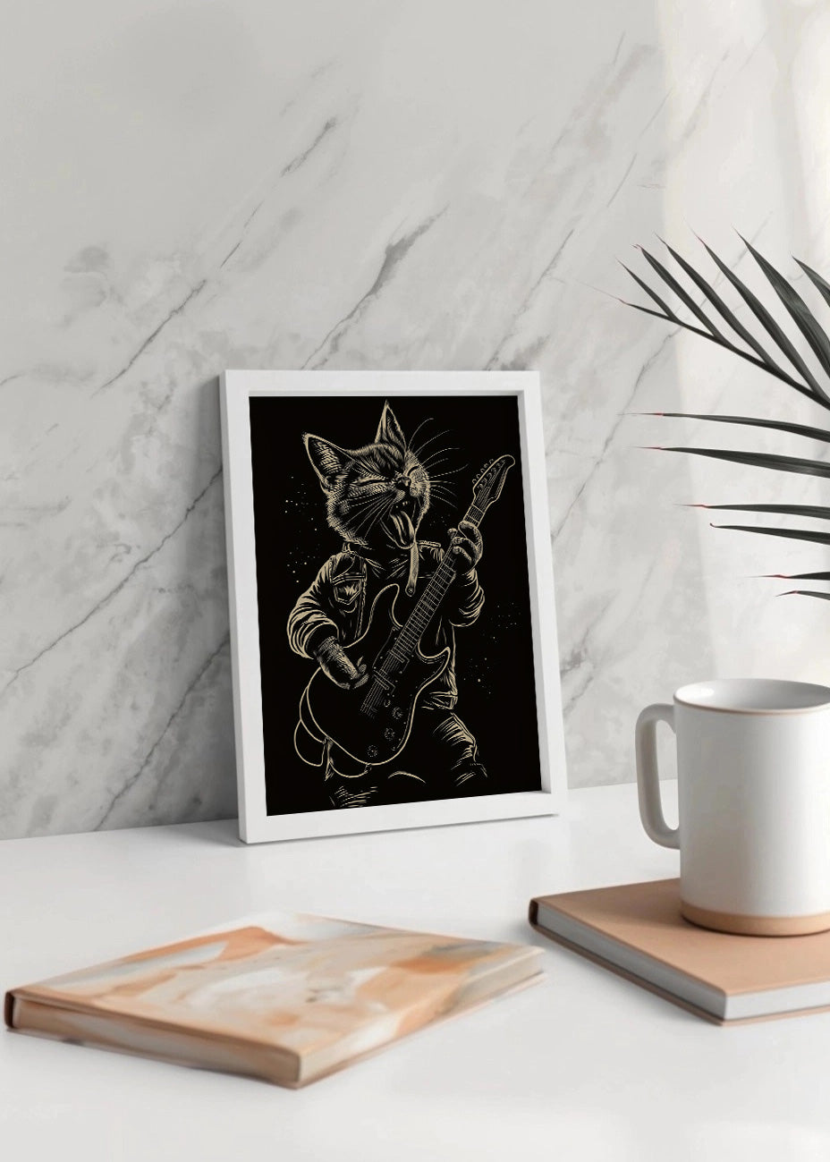 Cuadro Gatito rockero