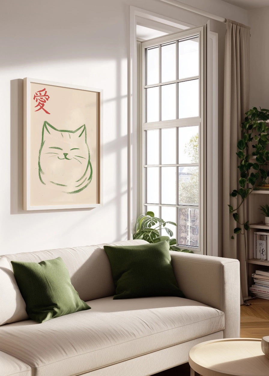 Cuadro Gato estilo japonés