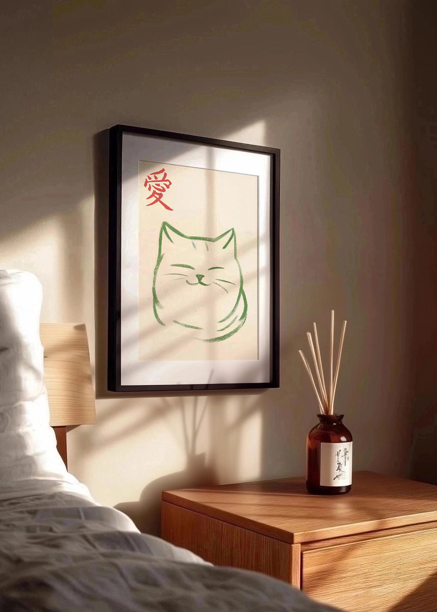 Cuadro Gato estilo japonés