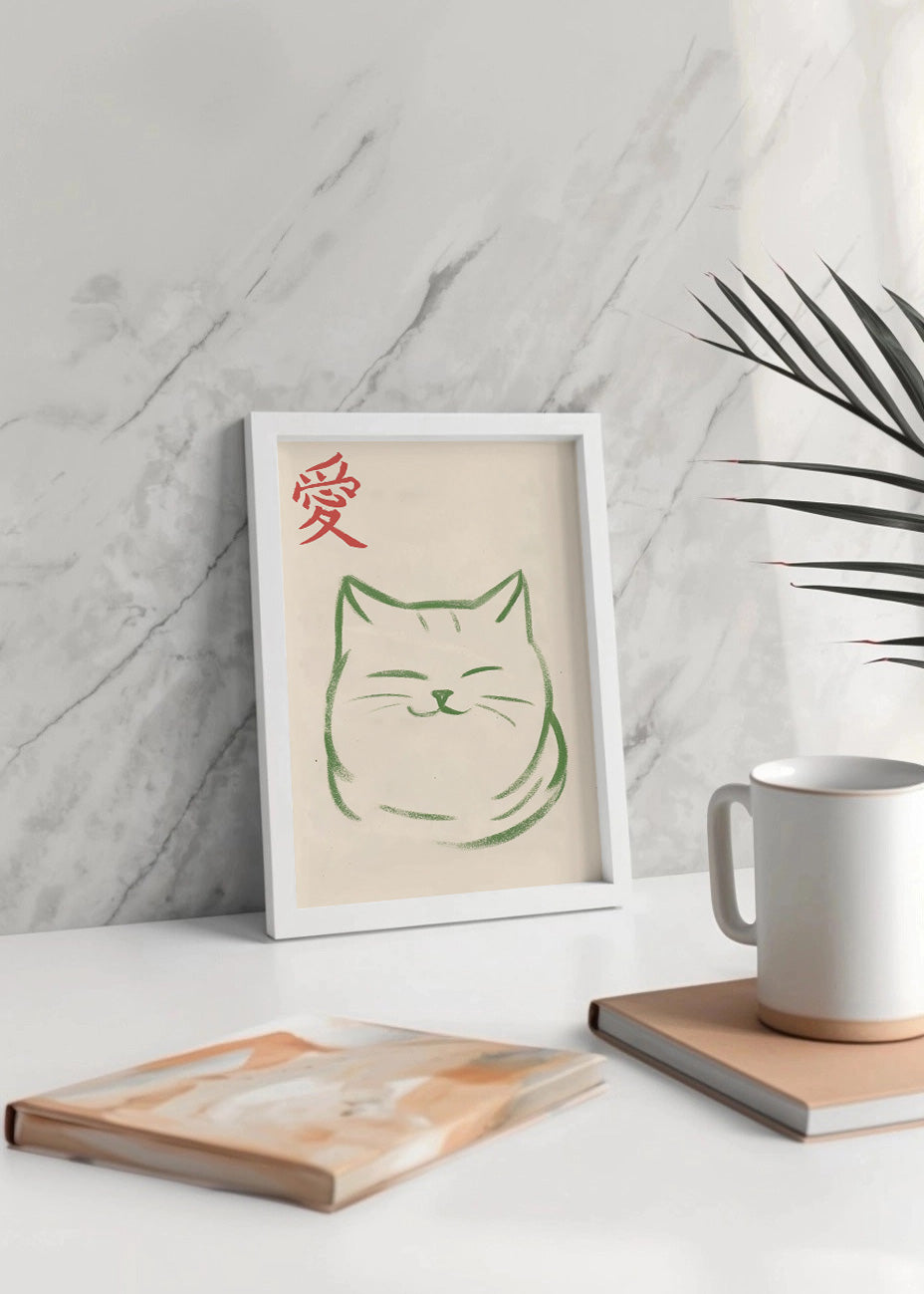 Cuadro Gato estilo japonés