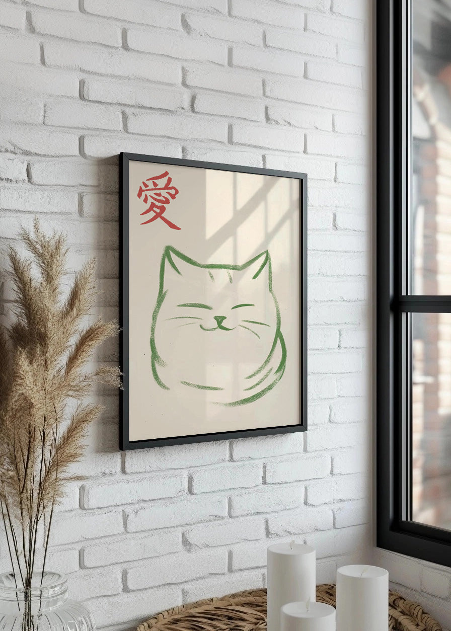 Cuadro Gato estilo japonés