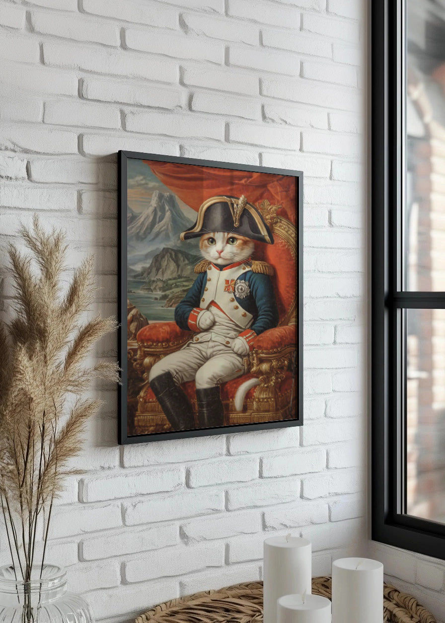 Cuadro Gato vestido de Napoleón vintage